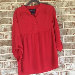 Red Susan Graver Dressy Baby Doll Blouse